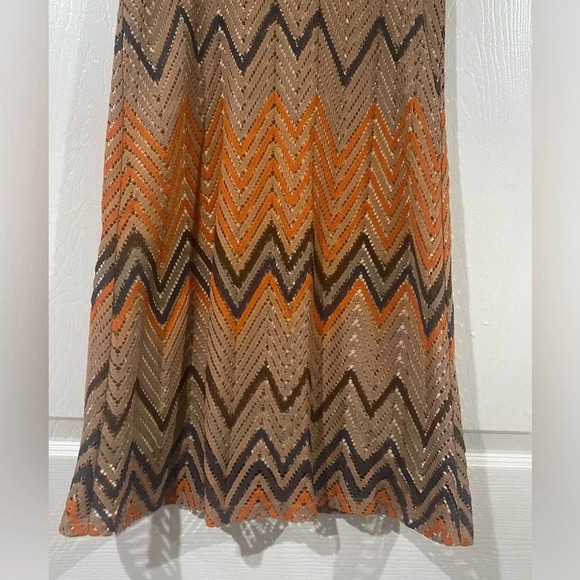 VaVa by Joy Han Size XS Vintage Boho Crocheted Cap Sleeve 70s Brown Tan Orange - Picture 4 of 13